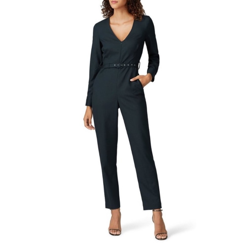 (A2) Rachel Comey Glitch dark green Jumpsuit LongSleeve V-Neck Cinched Waist, 2